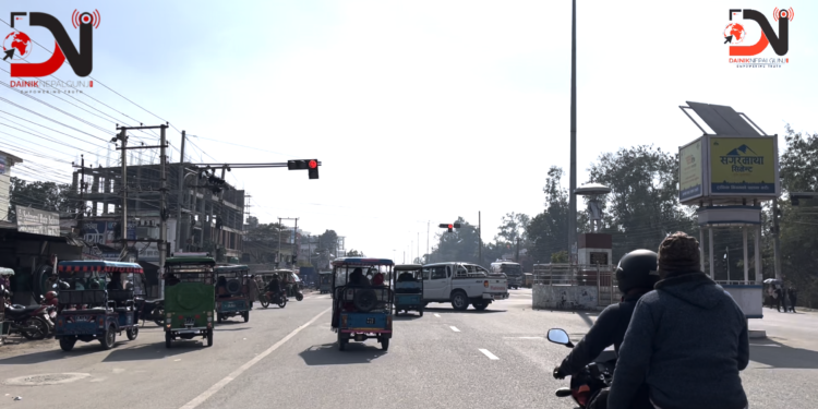 नेपालगन्जमा ट्राफिक लाइट जडान ।